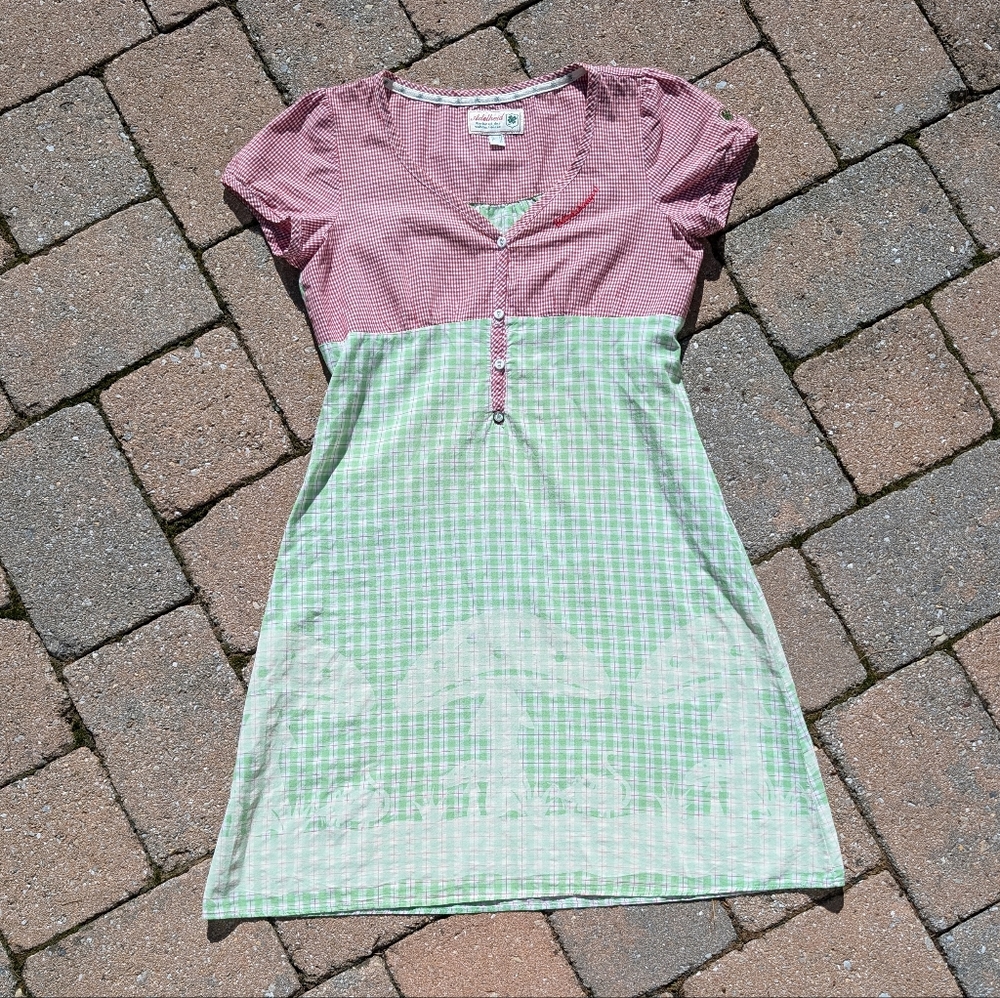 Adelheid Glücksbringer Lucky Four Leaf Clover Mushroom Gingham Plaid Dress XS